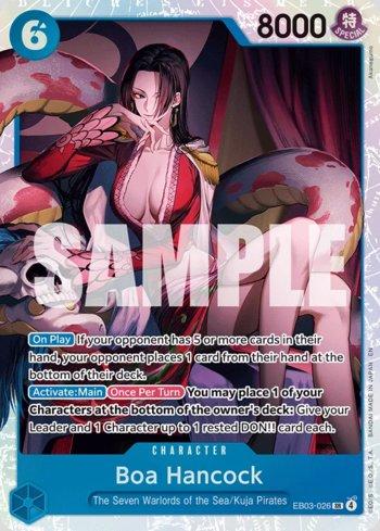 Carta One Piece Extra Booster 03 Heroines Edition Boa Hancock (EB03-026) em condição Near Mint (NM), original e autêntica — imagem ilustrativa — Universo Cards