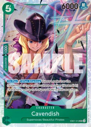 Carta One Piece Premium Booster 02 Cavendish (EB01-012) Reprint em condição Near Mint (NM), original e autêntica — imagem ilustrativa — Universo Cards