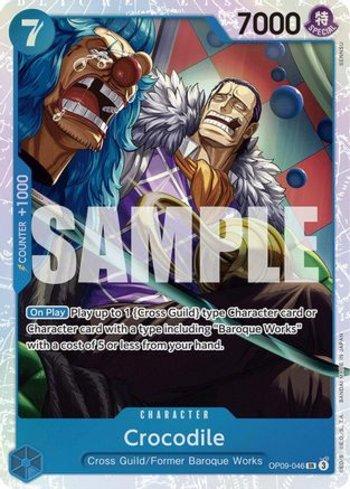Carta One Piece Emperors in the New World Crocodile (OP09-046) em condição Near Mint (NM), original e autêntica — imagem ilustrativa — Universo Cards