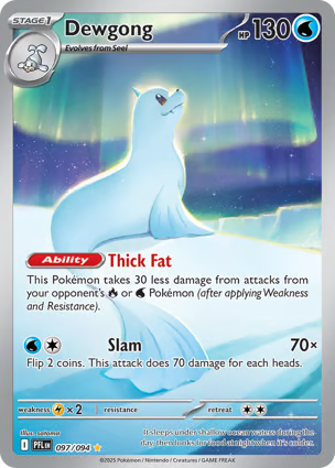 Carta Pokémon Fogo Fantasmagórico Dewgong (PFL097) em condição Near Mint (NM), original e autêntica — imagem ilustrativa — Universo Cards