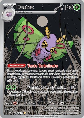 Carta Pokémon Heróis Excelsos Dustox (ASC220) em condição Near Mint (NM), original e autêntica — imagem ilustrativa — Universo Cards