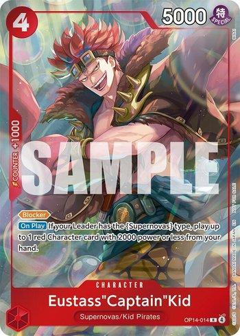 Carta One Piece Eustass "Captain" Kid (OP14-014) Dash Pack de The Azure Sea's Seven em condição Near Mint (NM), original e autêntica - imagem ilustrativa - Universo Cards