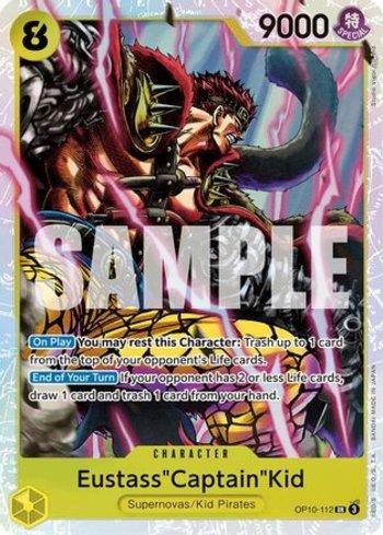 Carta One Piece Royal Blood Eustass"Captain"Kid (OP10-112) em condição Near Mint (NM), original e autêntica — imagem ilustrativa — Universo Cards