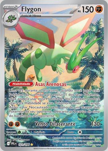 Carta Pokémon Fogo Fantasmagórico Flygon (PFL101) em condição Near Mint (NM), original e autêntica — imagem ilustrativa — Universo Cards