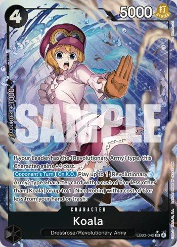 Carta One Piece Extra Booster 03 Heroines Edition Koala (EB03-042) AA em condição Near Mint (NM), original e autêntica — imagem ilustrativa — Universo Cards