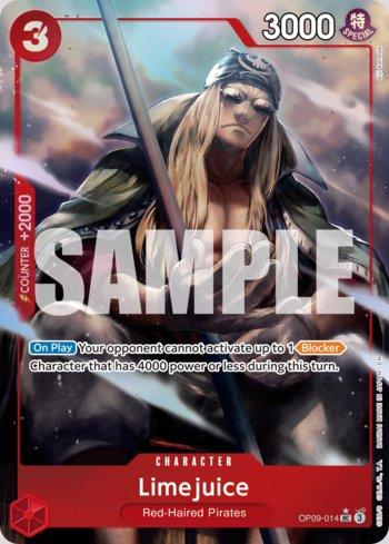 Carta One Piece Emperors in the New World Limejuice (OP09-014) AA em condição Near Mint (NM), original e autêntica — imagem ilustrativa — Universo Cards