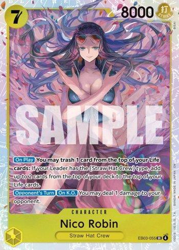 Carta One Piece Extra Booster 03 Heroines Edition Nico Robin (EB03-055) em condição Near Mint (NM), original e autêntica — imagem ilustrativa — Universo Cards