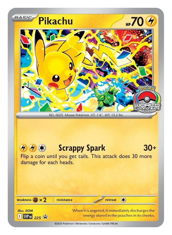 Carta Pokémon Pikachu Promo World Championship 2025 (SVP225), Scarlet & Violet, estado Near Mint