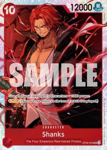 Carta One Piece Premium Booster 02 Shanks (OP09-048) Reprint em condição Near Mint (NM), original e autêntica — imagem ilustrativa — Universo Cards