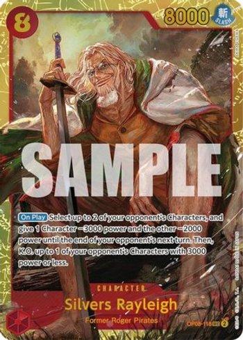 Carta One Piece Two Legends Silvers Rayleigh (OP08-118) em condição Near Mint (NM), original e autêntica — imagem ilustrativa — Universo Cards