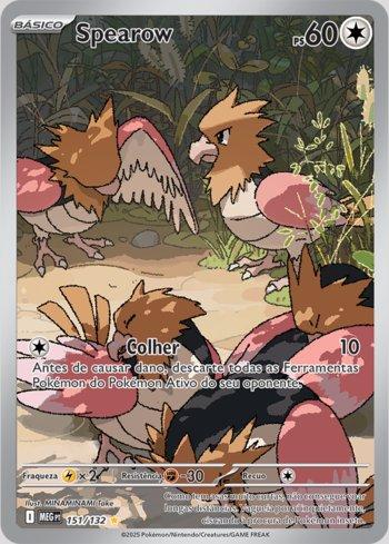 Carta Pokémon Megaevolução Spearow (MEG151) em condição Near Mint (NM), original e autêntica — imagem ilustrativa — Universo Cards