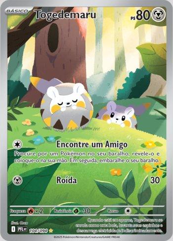Carta Pokémon Fogo Fantasmagórico Togedemaru (PFL104) em condição Near Mint (NM), original e autêntica — imagem ilustrativa — Universo Cards