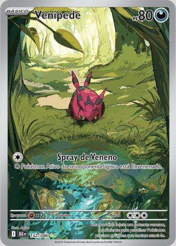 Carta Pokémon Raio Preto Venipede (BLK132) em condição Near Mint (NM), original e autêntica — imagem ilustrativa — Universo Cards