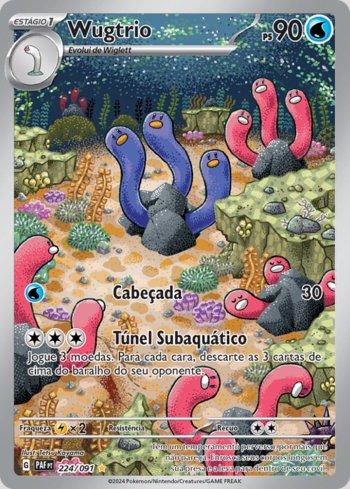 Carta Pokémon Destinos de Paldea Wugtrio (PAF224) em condição Near Mint (NM), original e autêntica — imagem ilustrativa — Universo Cards