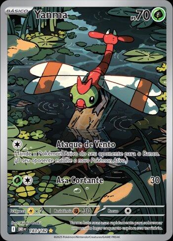 Carta Pokémon Rivais Predestinados Yanma (DRI183) em condição Near Mint (NM), original e autêntica — imagem ilustrativa — Universo Cards