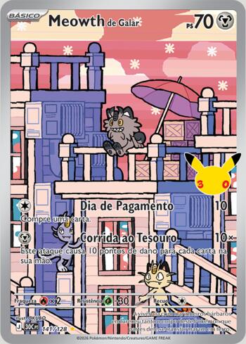 Pokémon - Megaevolução - Celebração de 30 Anos - Meowth de Galar (30C141) Ilustração Rara - NM