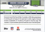Verso da rookie card Emmanuel Henderson Jr. #392, Seattle Seahawks, Topps Flagship Football 2026