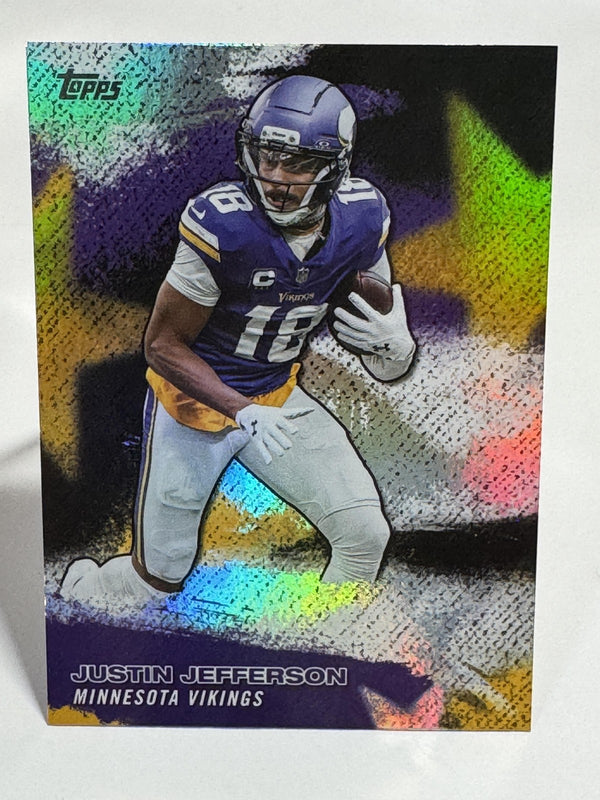 Card Topps Flagship Football 2026 Justin Jefferson Minnesota Vikings, insert NFL Stars Holo Foil, frente