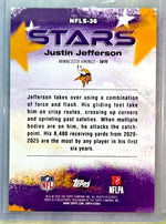 Verso do card Justin Jefferson NFLS-36, Minnesota Vikings, Topps Flagship Football 2026