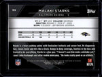 Verso do card Topps Chrome Black 2025 Malaki Starks #104, Baltimore Ravens
