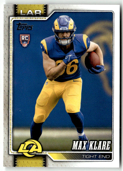 Rookie card Topps Flagship Football 2026 Max Klare Los Angeles Rams #340, frente