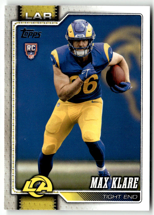 Rookie card Topps Flagship Football 2026 Max Klare Los Angeles Rams #340, frente