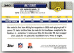 Verso da rookie card Max Klare #340, Los Angeles Rams, Topps Flagship Football 2026