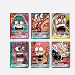 As 6 cartas Líder da One Piece BASE SHOP Limited Card Collection Vol.1 — Luffy, Enel, Perona, Chopper, Sugar e Usopp com arte exclusiva — Universo Cards