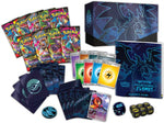 Conteúdo da ETB Pokémon Phantasmal Flames (ME02): 9 boosters, promo Charcadet, sleeves, dados e caixa colecionável, originais e lacrados