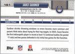 Verso do card Sauce Gardner #161, Indianapolis Colts, Topps Flagship Football 2026